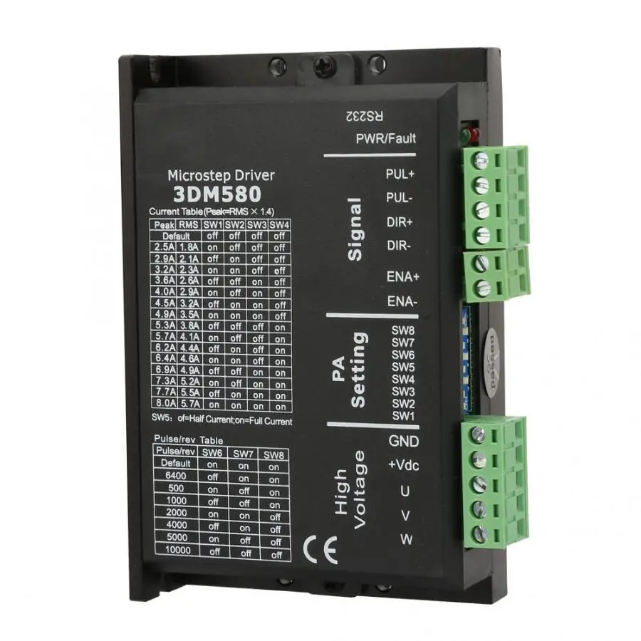 

DC 15-400KW 18-50V 3 Phase Stepper Motor Driver 3DM580 500KHz Motor Controller