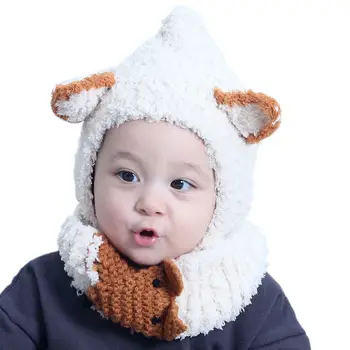 

Cartoon Baby Ring Scarf + Coral Velvet Hat Boys Girls Baby Caps Newborn Baby Hat Infant Baby Clothing Accessories 2 Pcs/lots