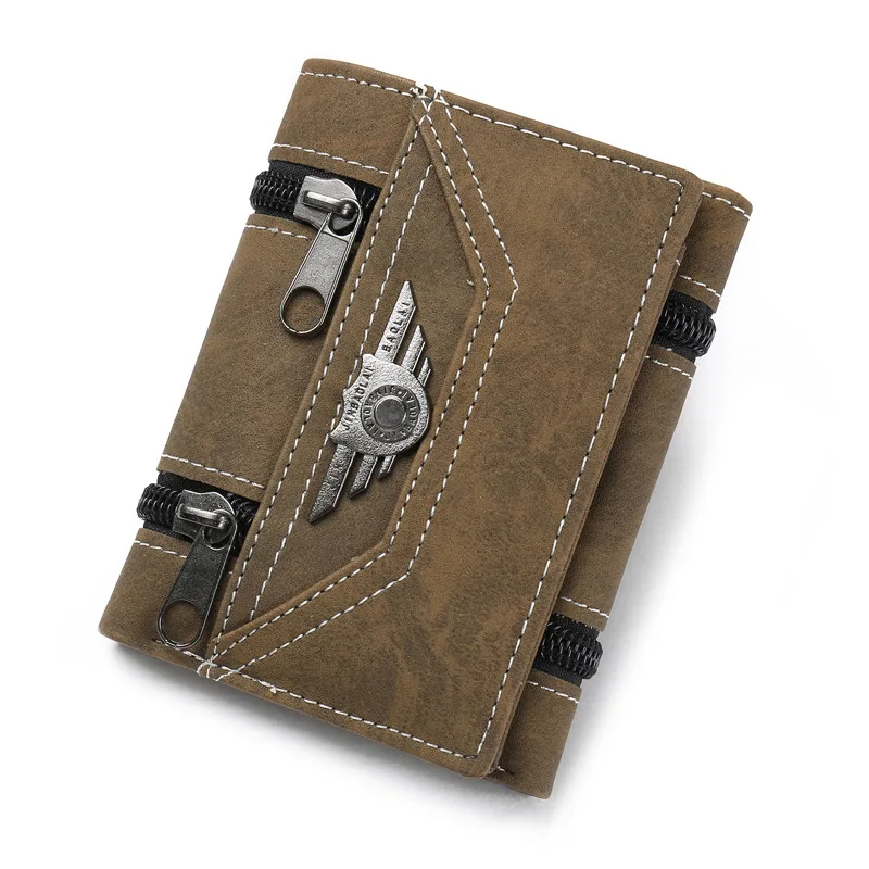 

New Wallet brand Short men Wallets PU Leather male Purse Card Holder Wallet Fashion man Zipper Wallet men Coin bag