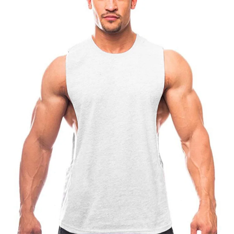 Брендовая одежда летние мужские модные майки с круглым вырезом без рукавов мужские хлопковые майки для фитнеса мужские футболки