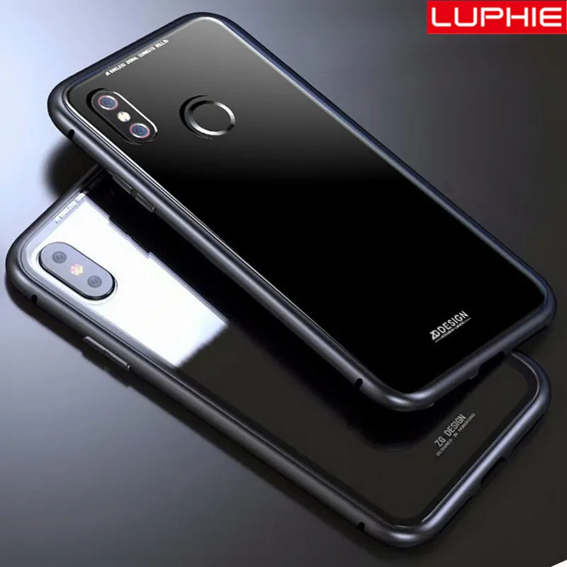 LUPHIE для xiaomi mi 8 чехол с магнитной адсорбцией металлический бампер+ закаленное стекло задняя крышка чехол для xioa mi 8 mi 8 глобальная версия