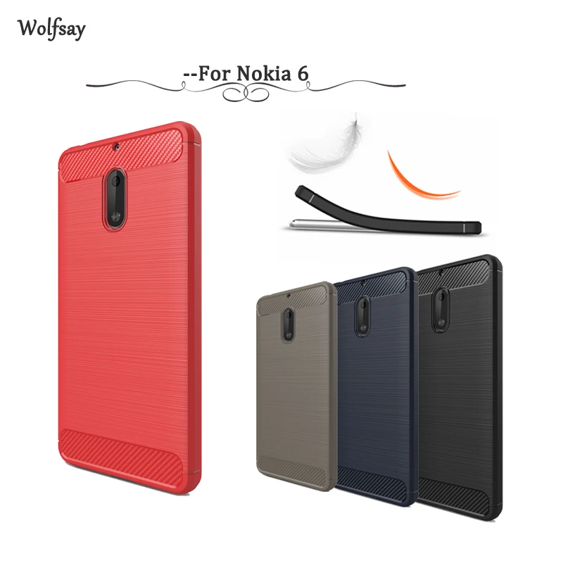 For Case Nokia 6 2017 TA-1000 Cover Soft TPU Brush Rugged Wolfsay sFor Fundas Phone Coque 5.5&quot |