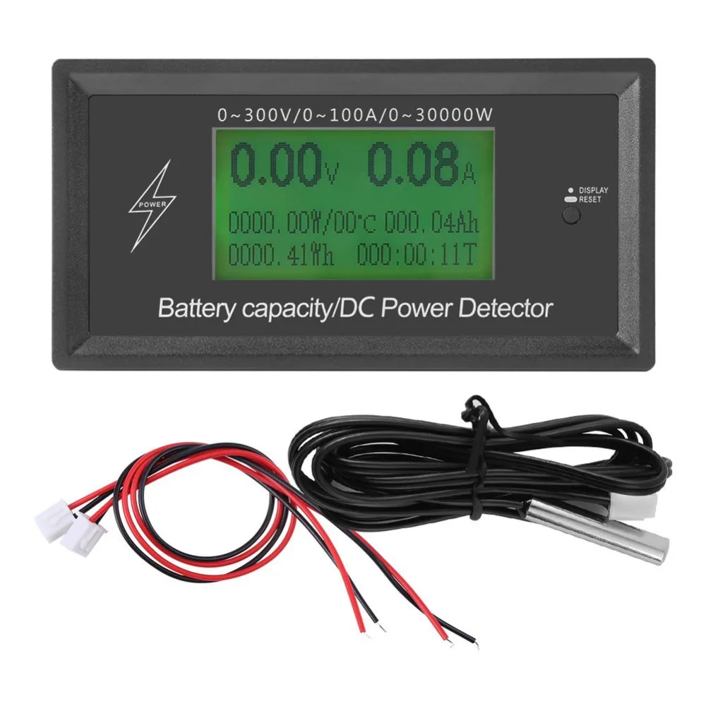 VBESTLIFE 300V 100A Digital DC Voltmeter Ammeter Voltage Meter Battery Capacity Power Tester