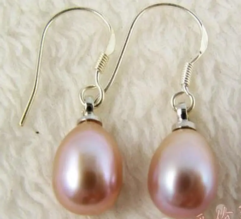 

Free shippingThe real 7-8MM natural purple pearl drop earrings handmade jewelry 6.10