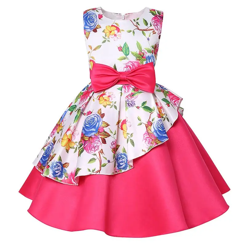 Летние платья для девочек; платья принцессы без рукавов для маленьких девочек; рождественское платье для свадебной вечеринки; Пасхальный карнавальный костюм - Цвет: AG031 Rose