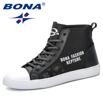 

BONA 2019 Autumn and Spring Fashion New Trendy High Upper Canvas Shoes Outdoor Leisure Men Shoes Fashion Students Casual Shoes
