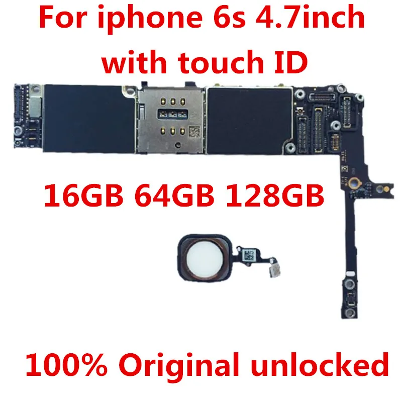 

100% Original For iPhone 6S Motherboard, unlocked for iphone 6S Logic boards With Touch ID 16GB free shipping+tool