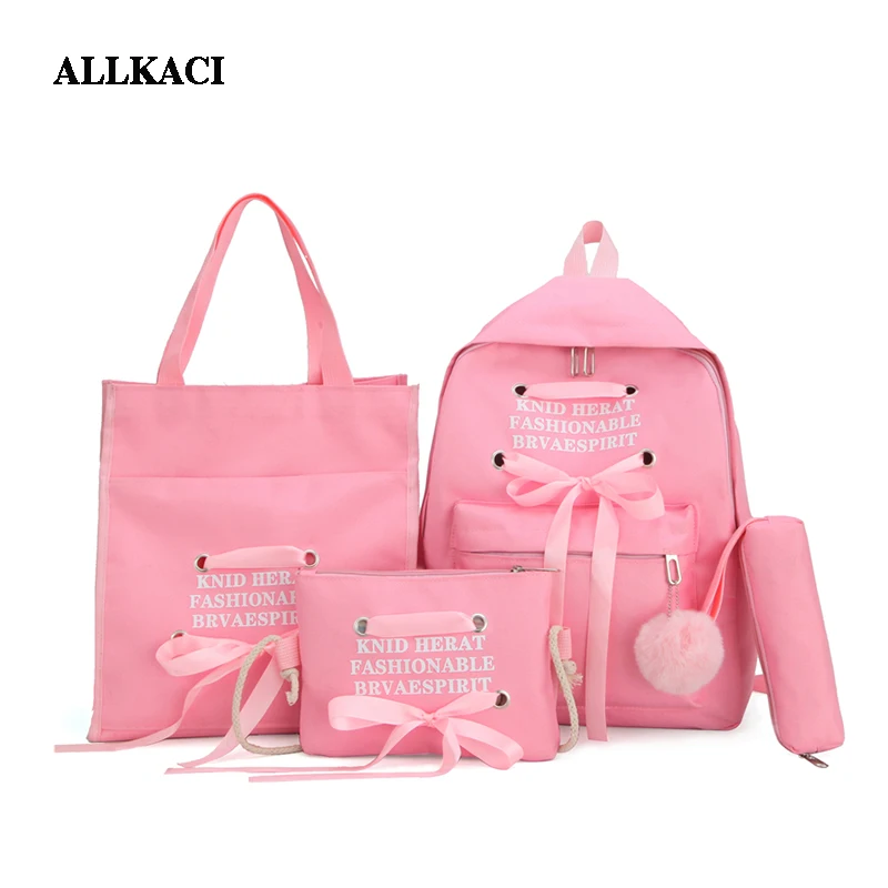 

4pcs/Set Women Oxford Backpack Teenage Girls Cute Print School Backpacks Female Casual Rucksack Sac A Dos Femme Female Bagpack48