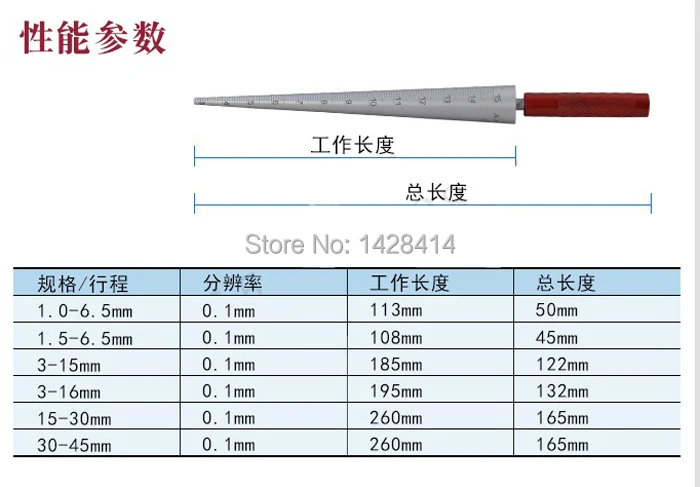 4-15 мм конический feeler Тапер-растяжка конусный манометр для цилиндров для измерения размера отверстия, диаметр
