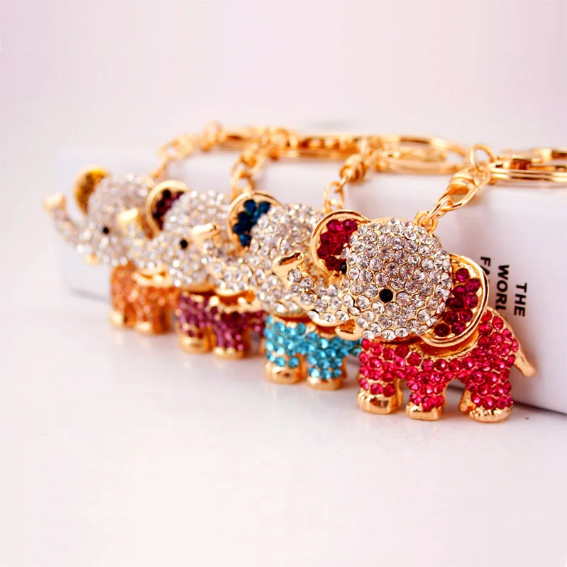

12pcs/lot lovely rhinestone elephant keychain keyring Baptism gifts baby shower birthday party favors souvenirs