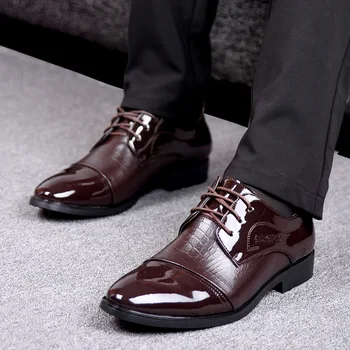 

Men Dress Shoes Plus Size 38-47 Men Business Flat Shoes Black Brown Breathable Low Top Men Formal Office Shoes