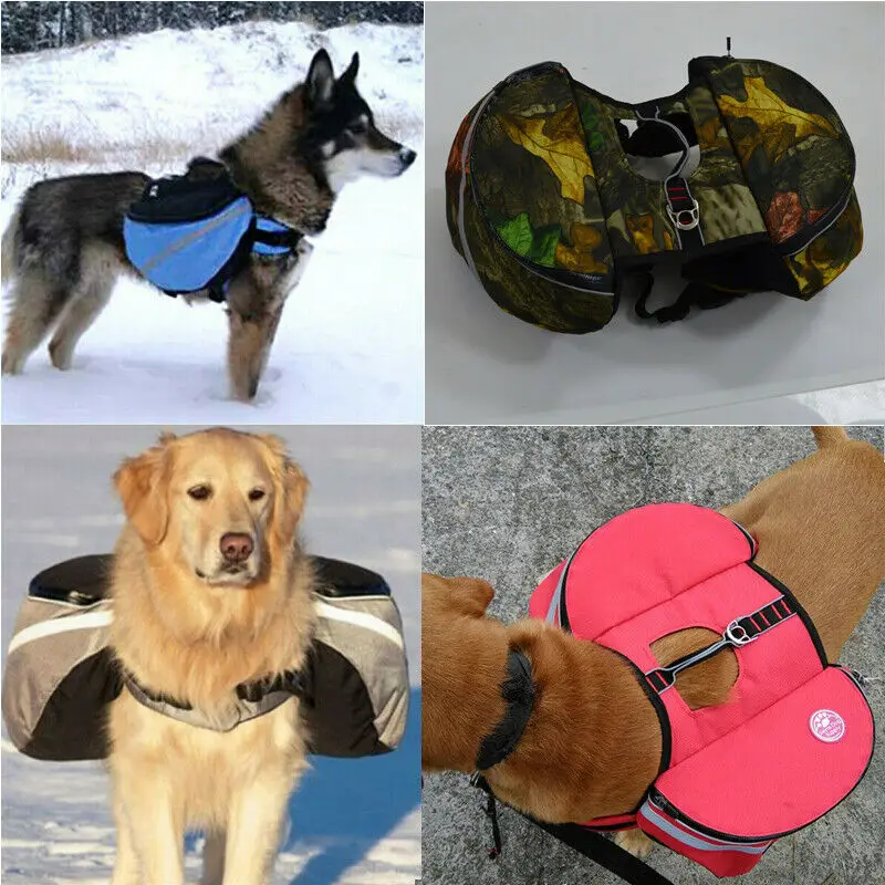

Outdoor Camping Dog Saddle Bag Pet Pack Backpack Carrier Travel Hiking Harness