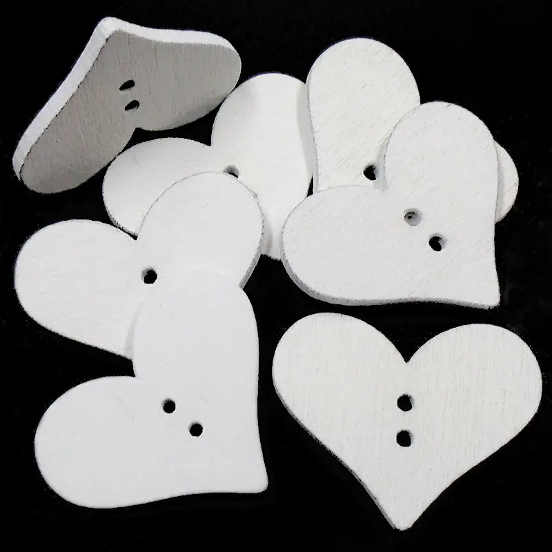 

ZIEENE 5PCs-100PCs White Big Heart Love Wooden Buttons 30x24mm Sewing Scrapbooking For Wedding Handmade Crafts 2 Hole Patches