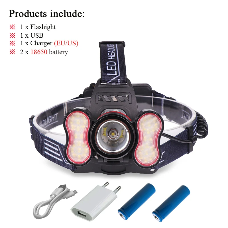 Cob светодиодные фары 18650 фар ночью на лошадях usb Светодиодная лампа датчик фара cree xml t6 Кемпинг заряда головой факел Фара - Испускаемый цвет: led headlamp B