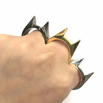

1Pcs Finger Defense Ring Tool EDC Self Defence Stainless Steel Ring Women Men Safety Survival Ring Tool Silver Gold Black Color