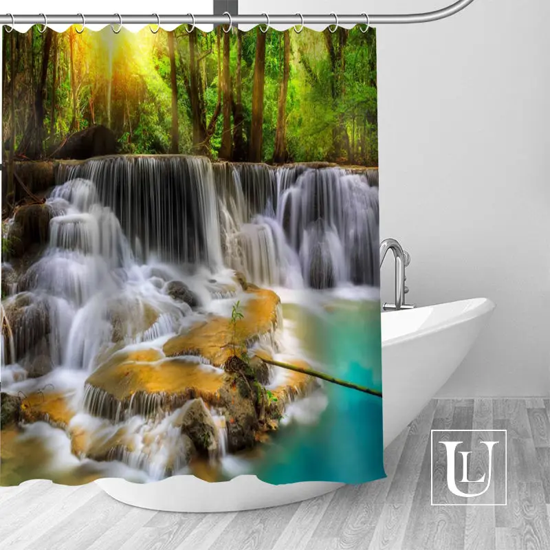 Rainforest Waterfall Shower Curtains Custom Design Creative Shower
