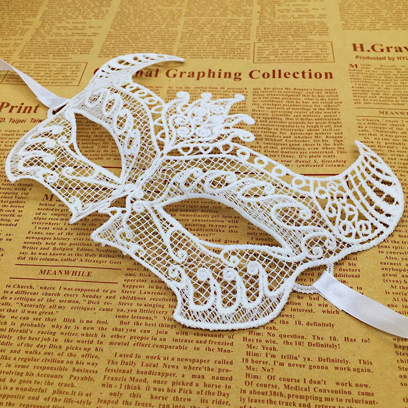Белая кружевная Венецианская Маскарадная маска, сексуальная женская маска для Хэллоуина, вечерние бальные костюмы, платья для выпускного вечера