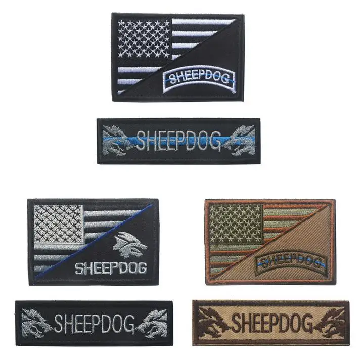 USA flag +Sheepdog patches Hook Fastener US army morale patch military
