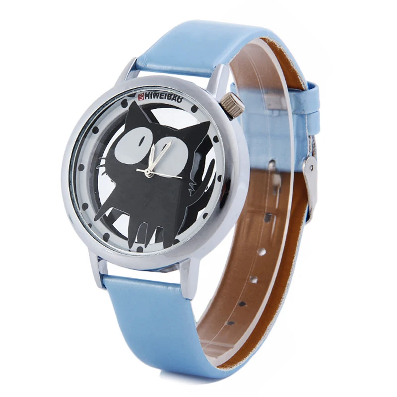 cartoon cat Woman's Watch Fashion Luxury Ladies Quartz Wristwatch Top Brand Leather Strap Watch Women Watches Reloj drop shipping (9)