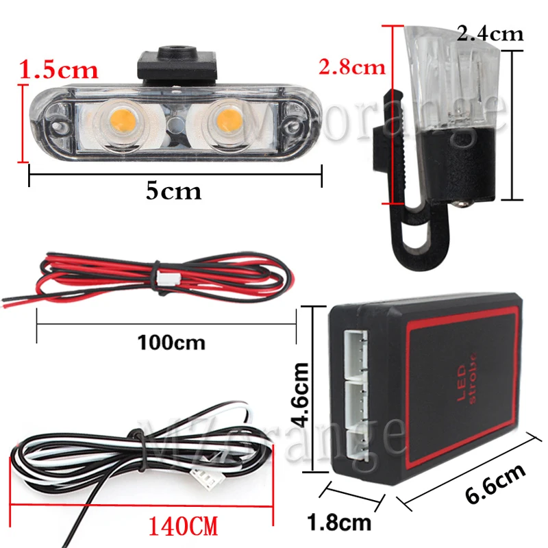 New 1Set DC 12V 2 LED Wireless Remote Flash Controller Car Truck Police Light Red and Blue Flashing Strobe led LED Warning Light