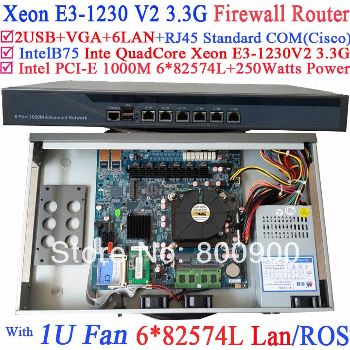 mikrotik routers 1U server Barebone system with six intel PCI-E 1000M 82574L Gigabit LAN Inte Quad Core Xeon E3-1230 V2 3.3Ghz