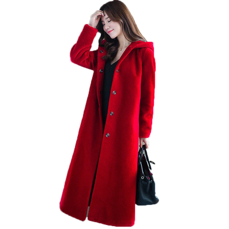 

Real Fur Coat Wool Jacket Vintage Autumn Winter Coat Women Clothes 2019 Korean Hooded Women Tops Manteau Femme Hiver ZT1016