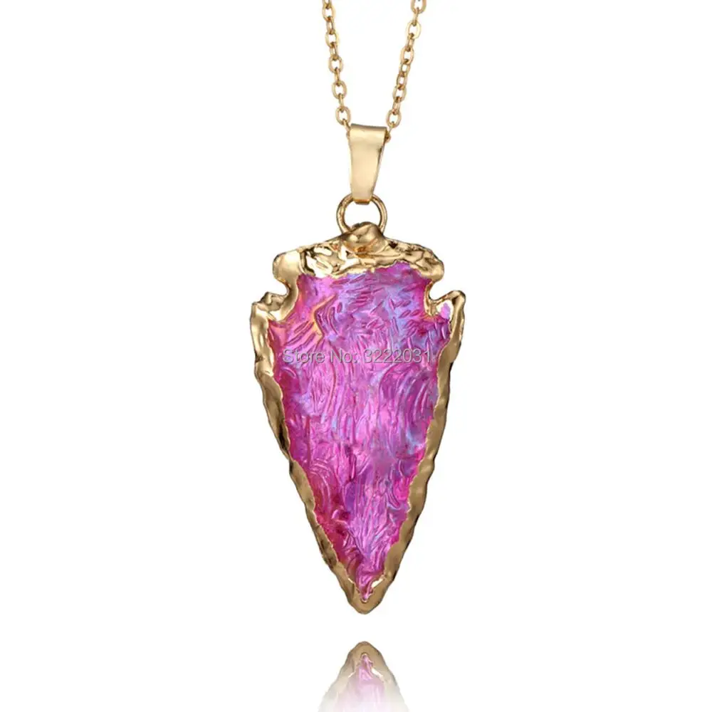 1-pink stone pendant necklace