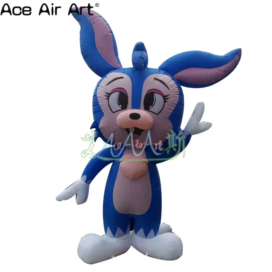 Пасхальное животное надувной кролик модель, мультфильм надувной голубой кролик для пасхальное украшение