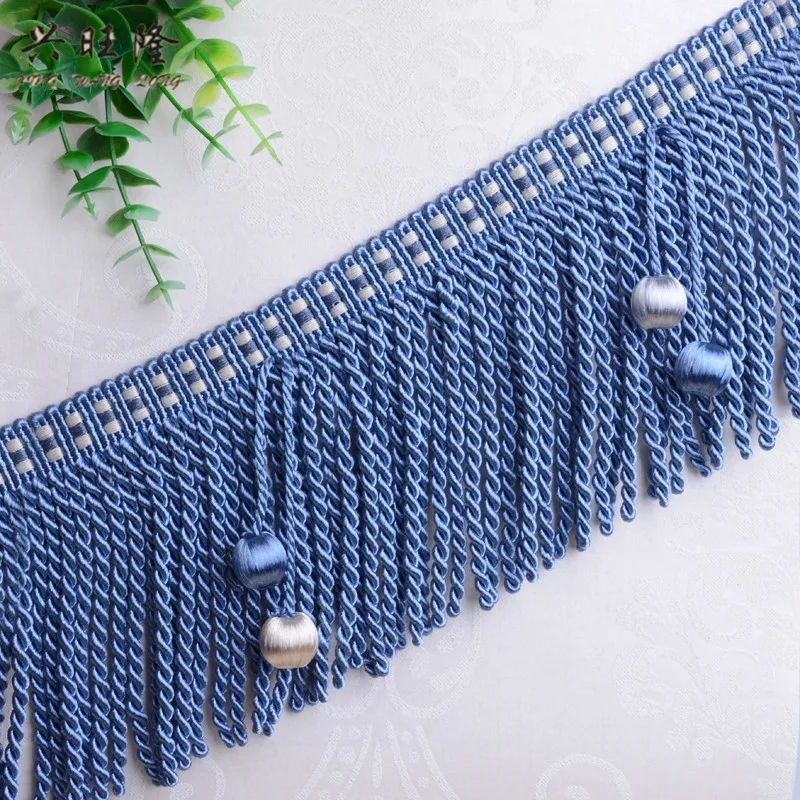 

XWL 12M/lot 12cm Wide Wooden Beads Curtain Twisted Rope Tassel Fringe Trimming DIY Sew Clothing Cushion Lace Ribbon Belt Trim