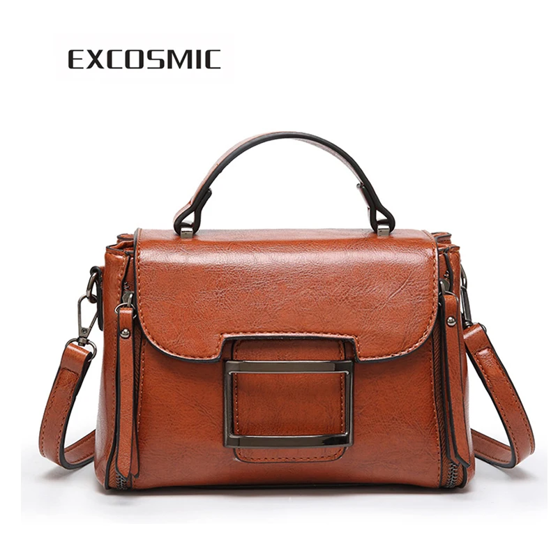 

EXCOSMIC high quality Women Bag Crossbody Bags For Women Messenger Bags 2018 Vintage Leather Bags Handbags Women Shoulder bags