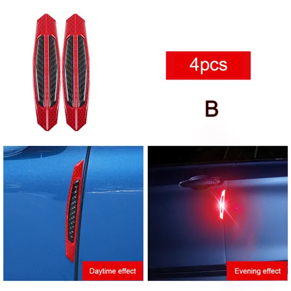 Углеродное волокно для стайлинга автомобилей, Автомобильный Дверной протектор, обод бампер, Защитная пленка для автомобиля, автомобильная наклейка - Цвет: 4pcs