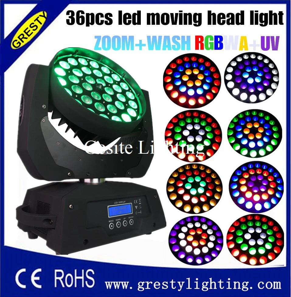 

1pcs DMX 512 36*18W RGBWAUV 6 IN1 LED zoom Moving Head Light