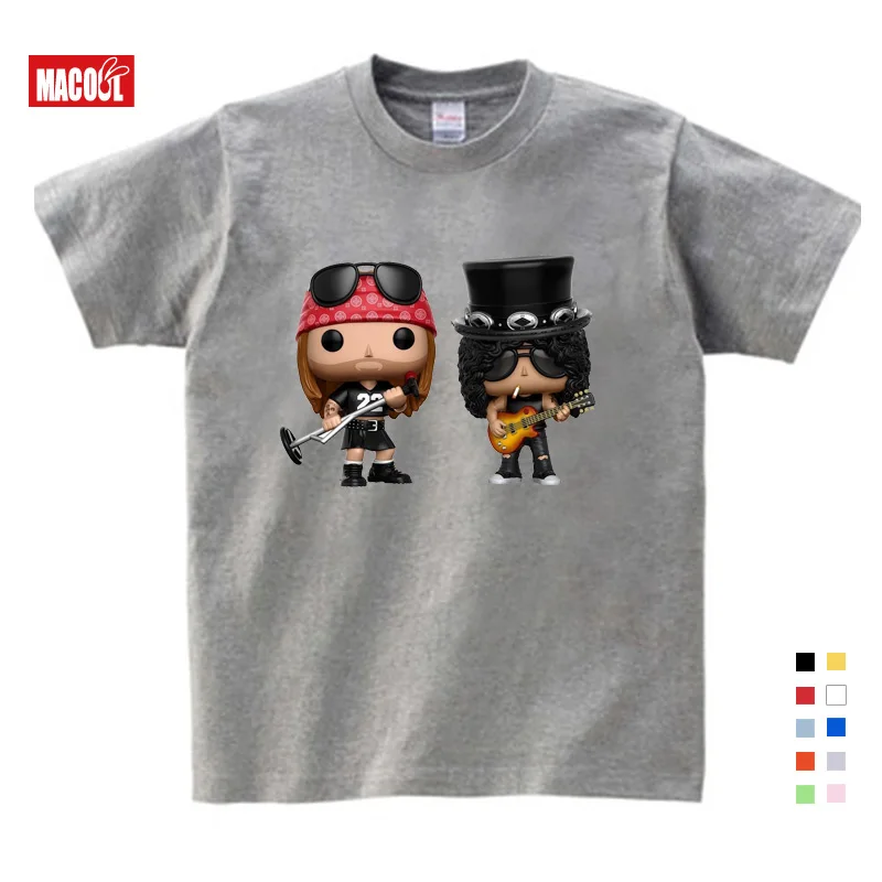 Roses and Guns T Shirt Band Tops Guns N Roses Clothing Tshirt Children's Funny Hip Hop High Quality for Boy Girl Cartoon Unisex