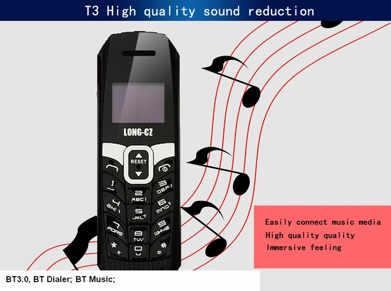 Волшебный голосовой сотовый телефон с длинным cz T3 самый маленький тонкий мини Мобильный Bluetooth Dialer наушники гарнитура поддержка sim-карты