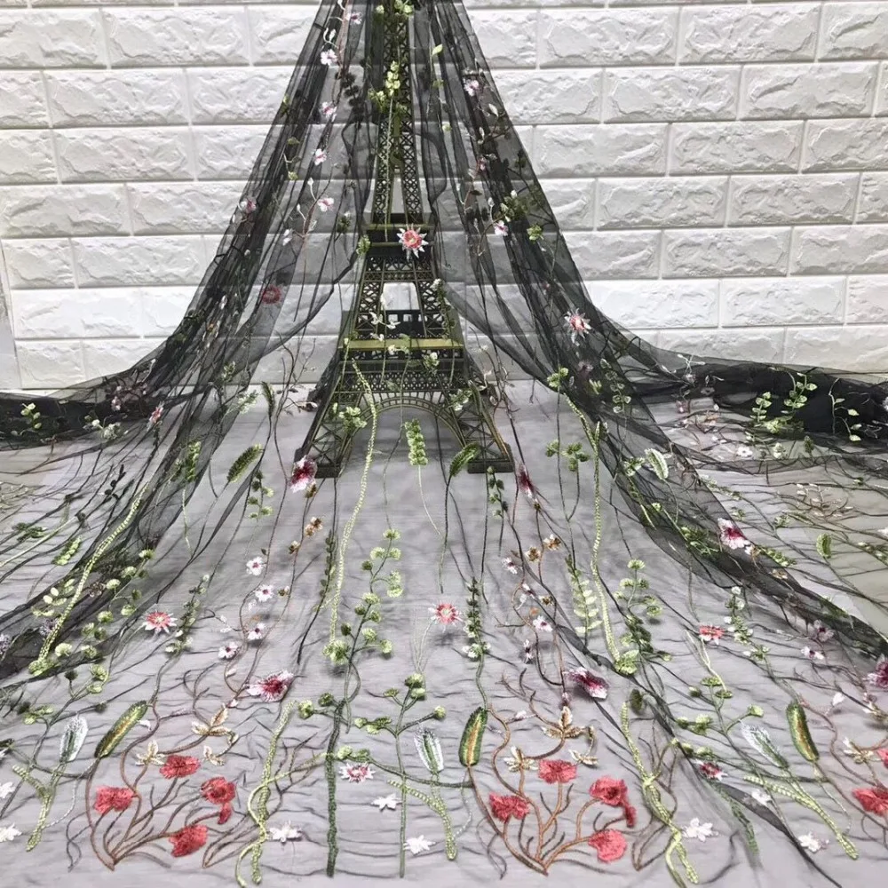 

2019 black tulle French lace mesh sari high quality Nigerian Sally lace royal wedding party dress YYZ0320