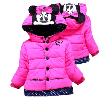

kids'wear cotton Coat boys and girls winter thick warm hooded jacket Cartoon mickey minnie outerwear 2-4 y baby quality clothing