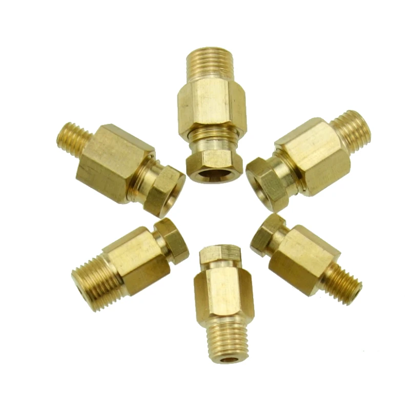 4 6 8mm OD Tube Brass Compression Ferrule Compression Fitting Male