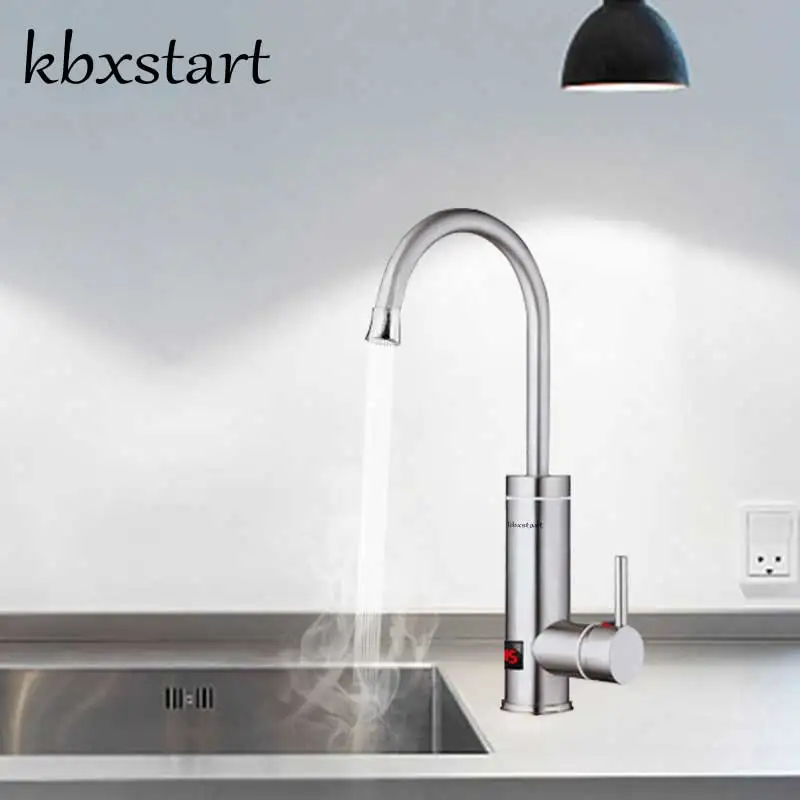 Kbxstart Stainless Steel Kitchen Heating Tap Instant Electric Hot Water  Heater 360 Degree Rotation Led Faucet 3000W With EU Plug - AliExpress