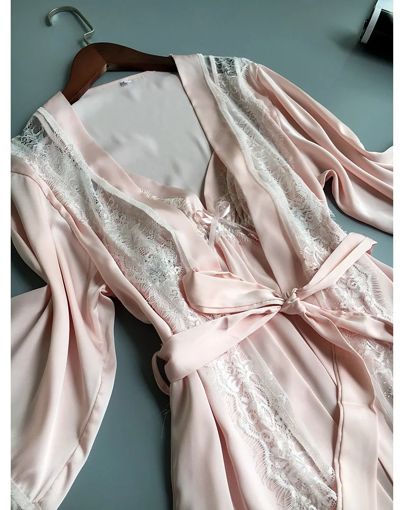 pink silklike sexy sleepwear (2)