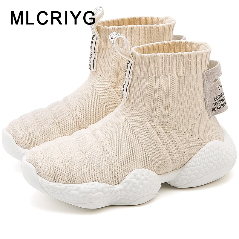 

Autumn Kids High Sport Sneakers Children Slip On Sock Shoes Baby Girls Brand Casual Sneakers Boys Mesh Black Sneakers Trainers