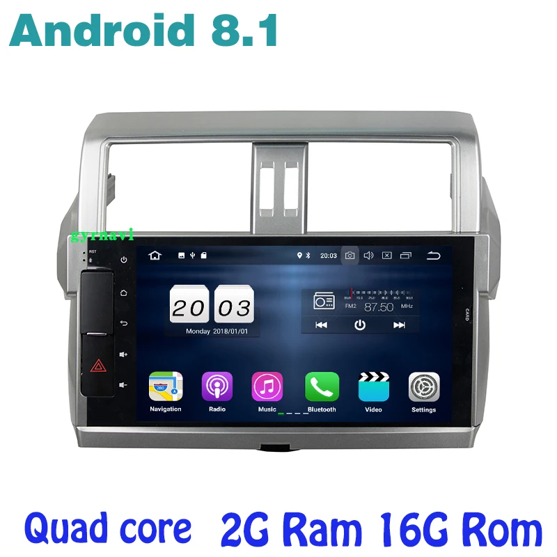 Android 8.1 Car radio gps for toyota Prado 150 2014 2015 2016 quad core 2G RAM wifi 4G usb bluetooth mirror link auto Stereo