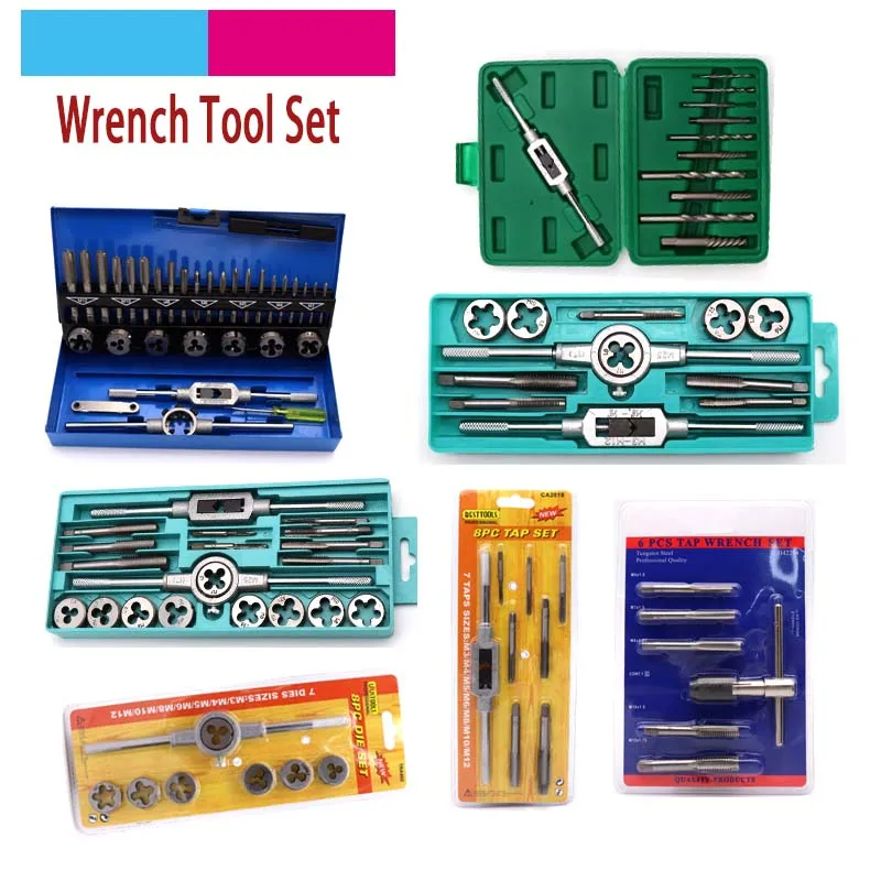 

Tap and Die Set NC Screw Thread Plugs Taps Wrench Multi-function Manual Screw Taping Cutting Adjusting Tools Kit Set