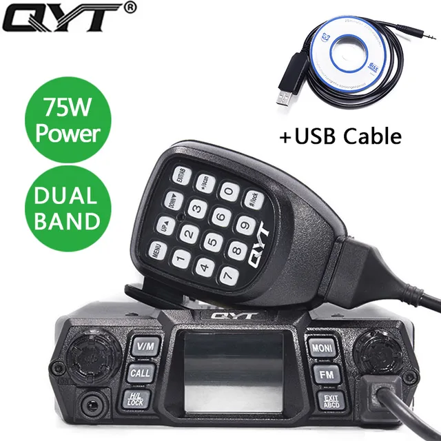 $139.5 QYT KT-980Plus 75W Super Power Dual Band Mobile Radio 136-174MHz/400-480MHZ for Car Mobile Radio QYT Car Radio KT 980 Plus