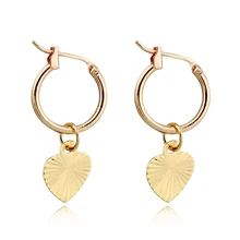 1 пара бесконечных круглых золотых сережек в форме сердца с подвеской для женщин серебряного цвета, круглые серьги, ювелирные изделия E102-4