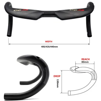 

Road bike bending handlebar carbon fiber 400mm 420mm 440mm fixed gear off-road carbon bar competition handlebar inside the line