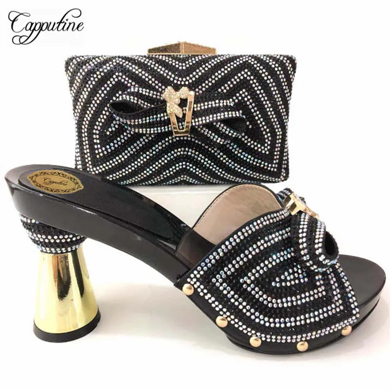 Et Sac Pour Chaussures or Tx Dames La Fête 2018 8528 bleu Hauts rouge Noir Élégant Jolie jaune Talons Mode pourpre Capputine Italien Ensemble Africaine OnX4xfnY