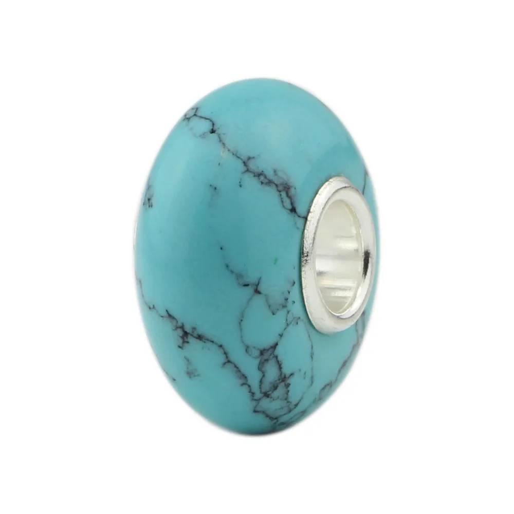 

925 Sterling Silve Stone Charm Bead Fit European Bracelet Jewelry