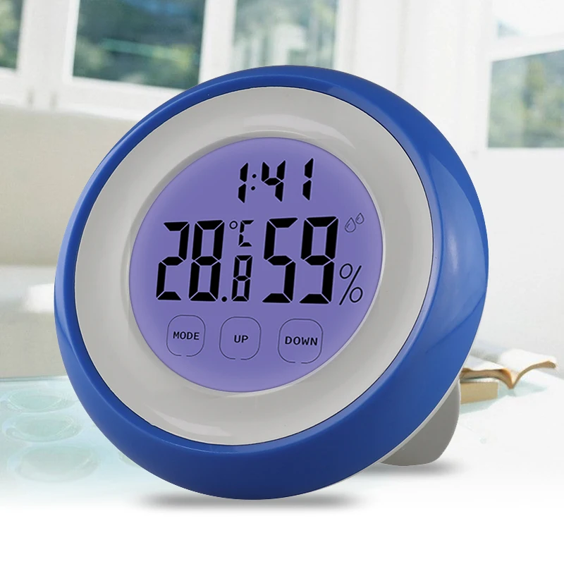 

Indoor Digital LCD Thermometer Hygrometer Backlight Clock Touch Screen Electronic Temperature Humidity Meter Weather Station