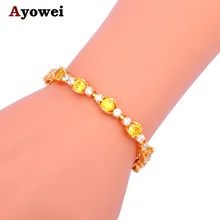 Офисный стиль желтый Цирконий Браслеты с подвесками для женщин золотой тон Здоровье никель и свинец модные ювелирные изделия TBS985A