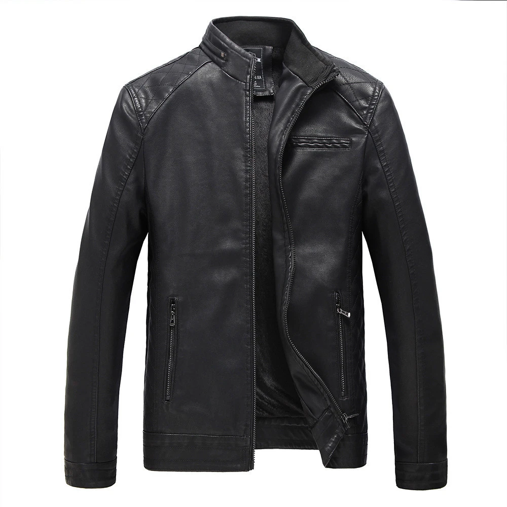 

BOLUBAO New Autumn Mens Leather Jacket Male Solid Color Casual Motorcycle Jacket Coats Men Slim Fit Leather Jackets